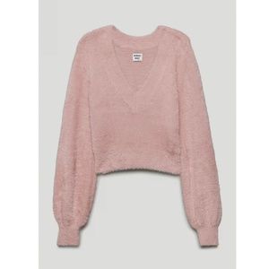 NWT Aritzia Sunday Best Kitten V-Neck Cropped Sweater in Mauve Mousse Pink